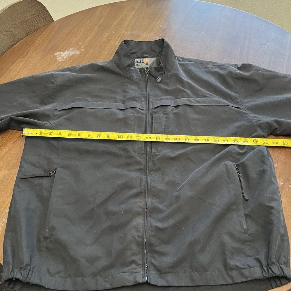 5.11 Tactical Jacket Men Large Black Lined Packable Rain Wind Resistant Full Zip